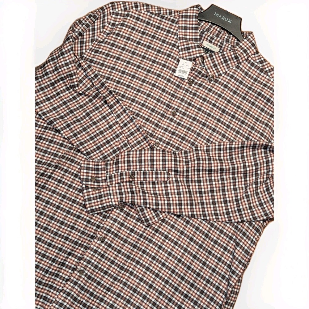 Coastal Plaid Button Up‎ Shirt Tall Dadcore JOS. A. Bank 2XLT NWT Tailored Fit